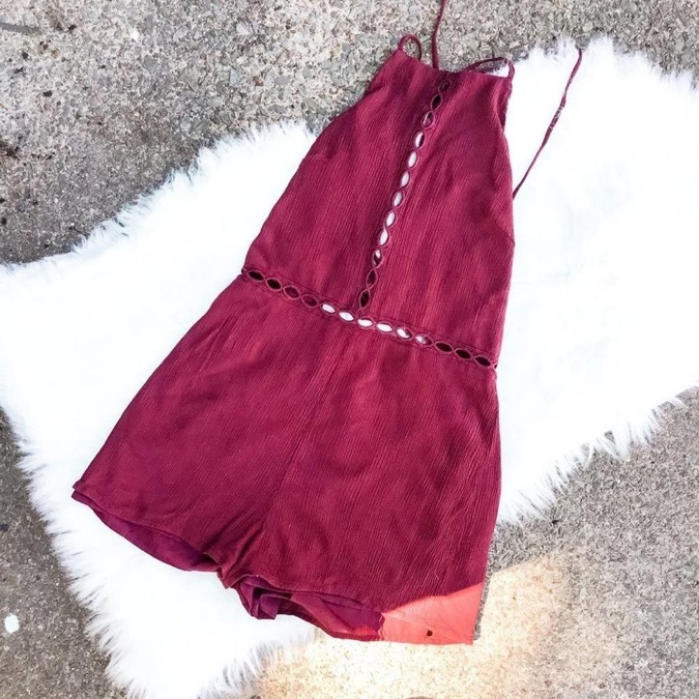 4/$25 Forever 21 Burgundy Open Back Romper!